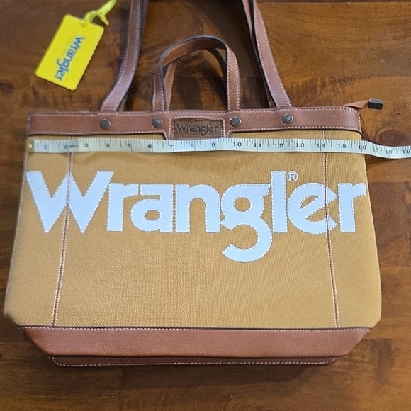 Wrangler Tan and Brown Canvas And Leather Tote Bag - Picture 6 of 17